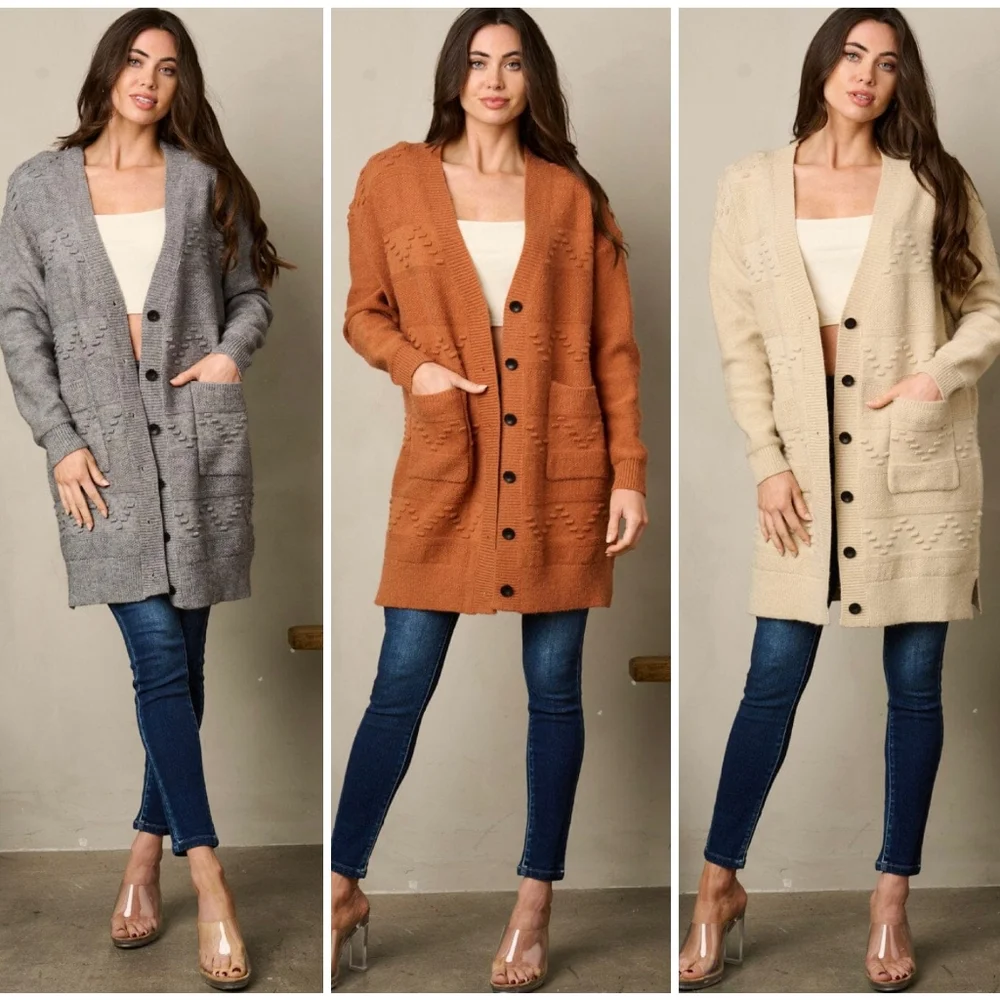 Cozy Chic Rust Medium Knit Cardigan - Picture 5 of 6